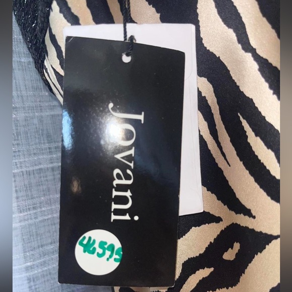 Jovani Black & Cream Zebra-Print Maxi Dress with Sparkle Bodice - Picture 6 of 6